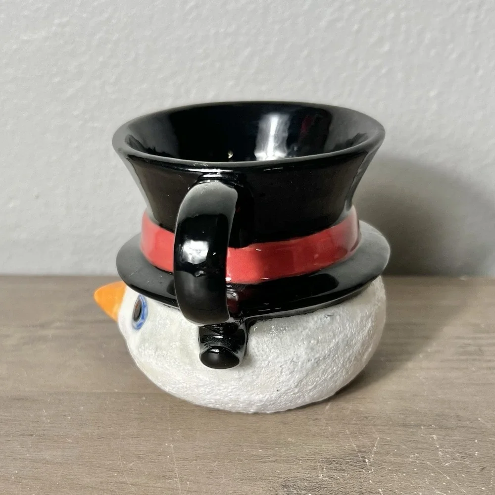 Vtg Hand Painted Snowman Mug/Candle Holder Signed‎ Artisan Studio Ceramic